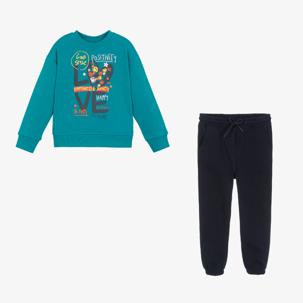 Boboli-Голубой топ и синие штанишки из хлопка | Childrensalon Outlet