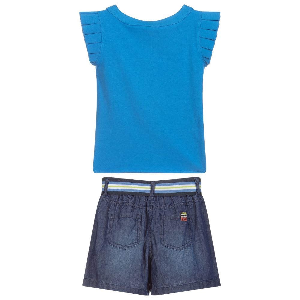 Boboli-تنورة سكورت و توب قطن لون كحلي و أزرق | Childrensalon Outlet