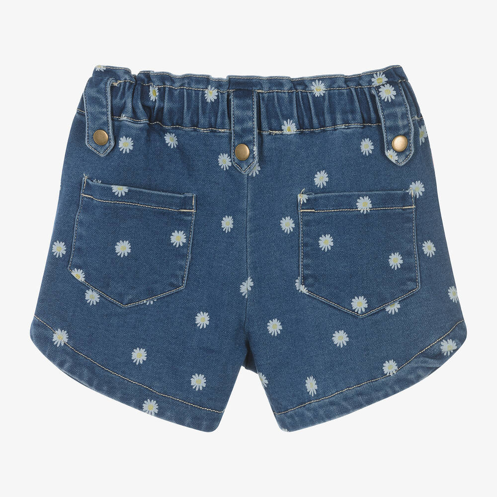 Boboli-Girls Blue Denim Daisy Shorts | Childrensalon Outlet