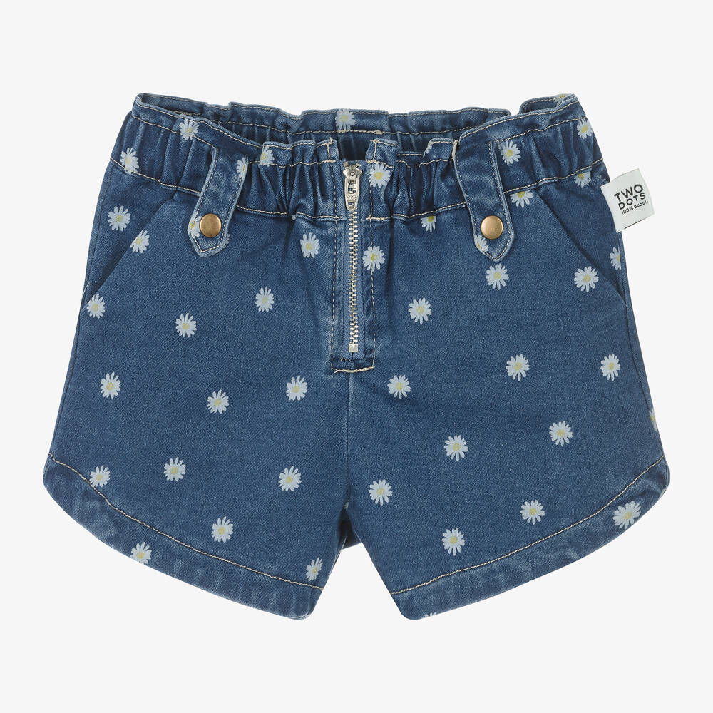 Boboli-Girls Blue Denim Daisy Shorts | Childrensalon Outlet