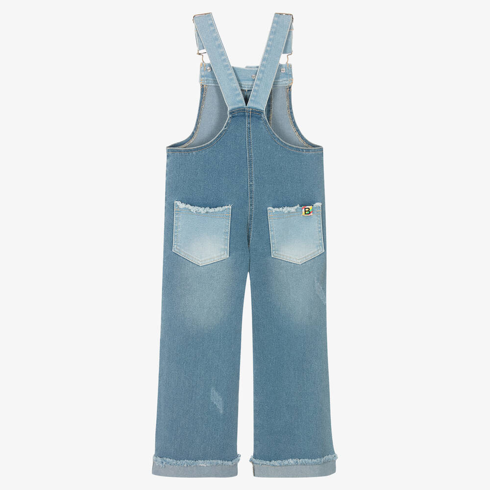 Boboli-Girls Blue Denim Dungarees | Childrensalon Outlet