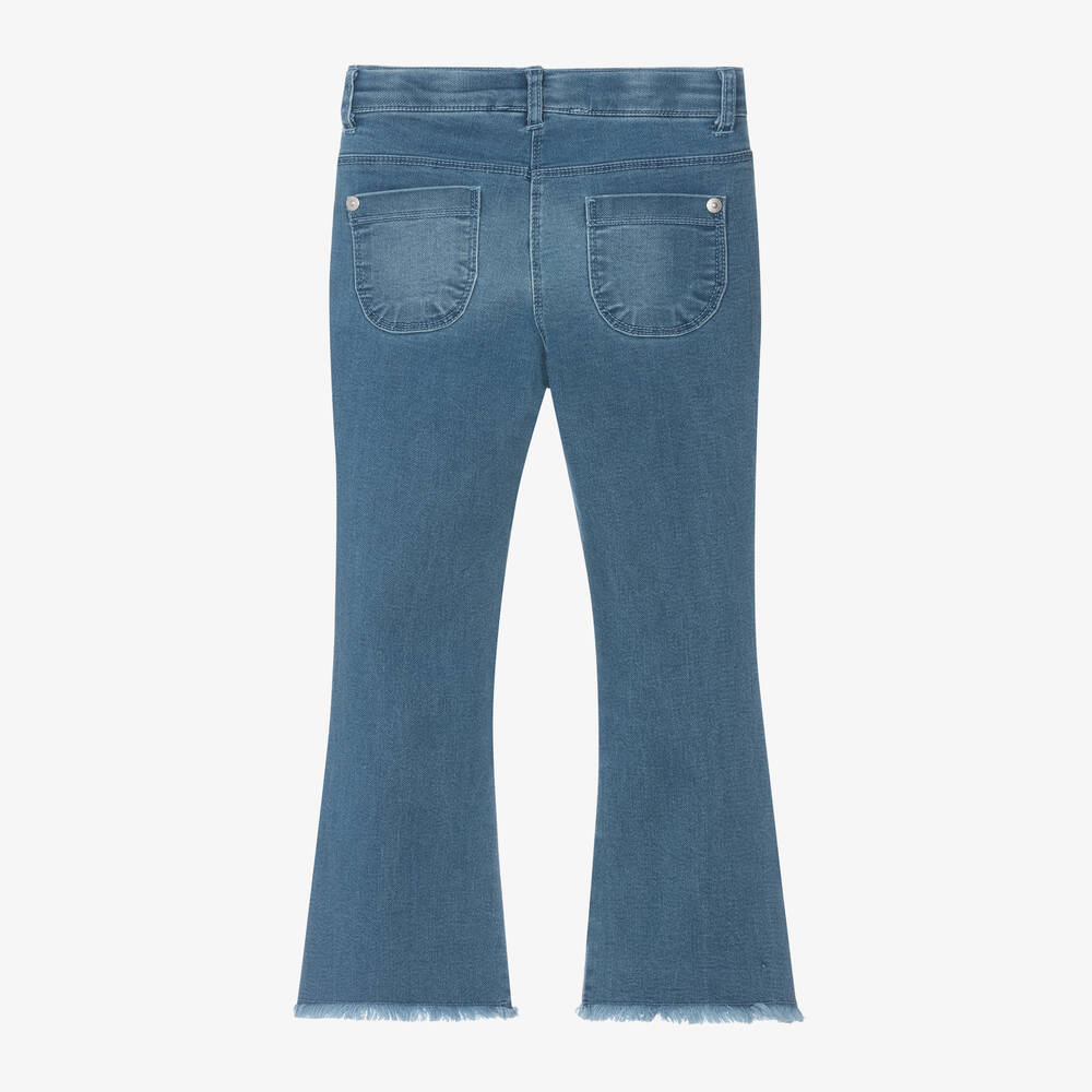 Boboli-Girls Blue Denim Flared Jeans | Childrensalon Outlet