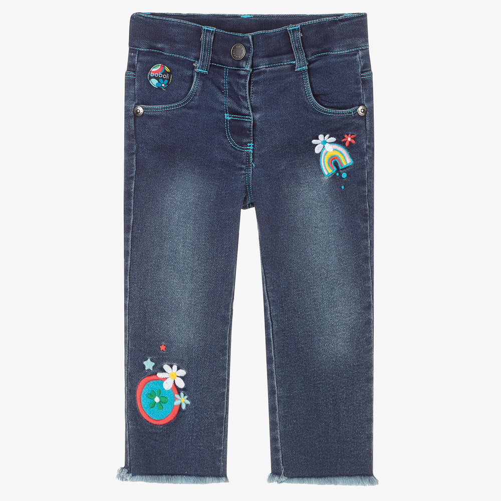 Boboli - Girls Blue Denim Jeans | Childrensalon