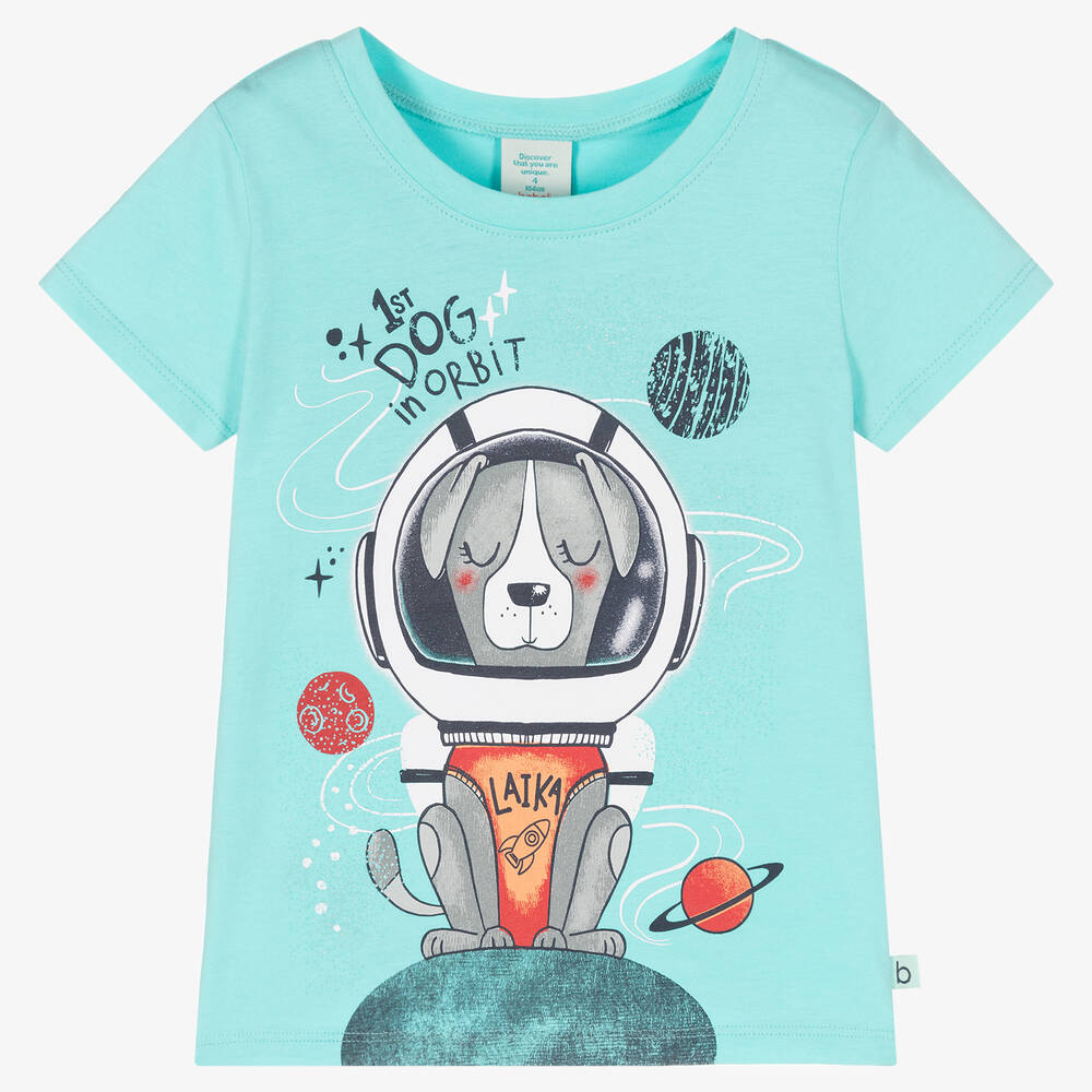 Boboli - Girls Blue Dog Astronaut T-Shirt | Childrensalon