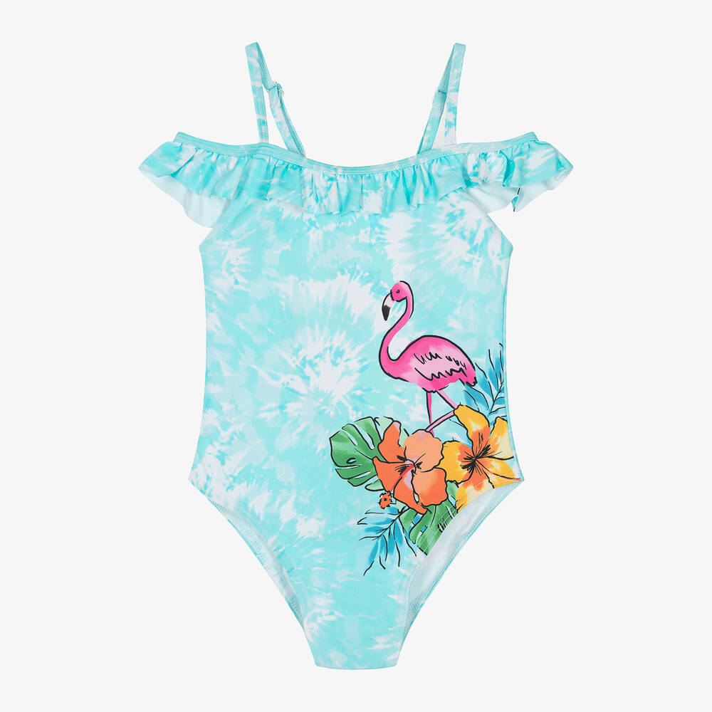 Boboli-Girls Blue Flamingo Swimsuit | Childrensalon Outlet