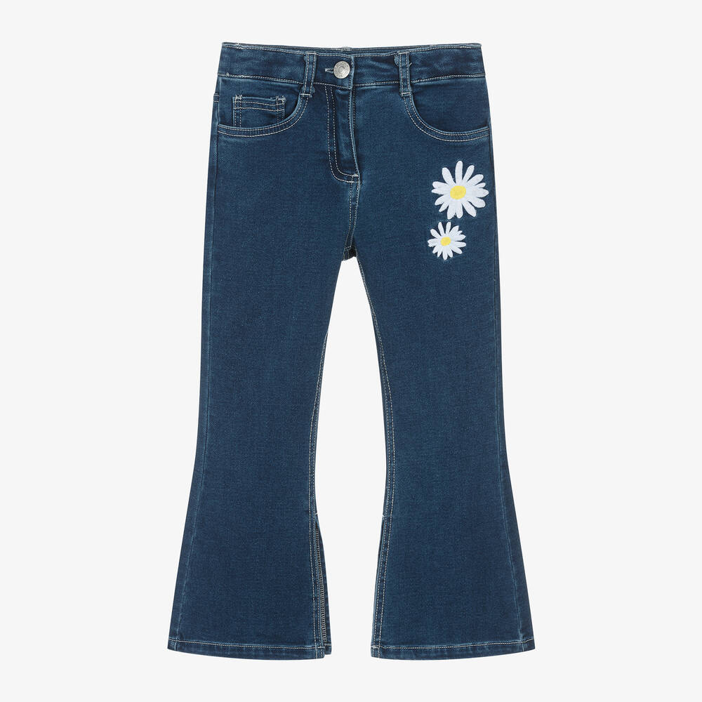 Boboli-Girls Blue Flared Denim Jeans | Childrensalon Outlet