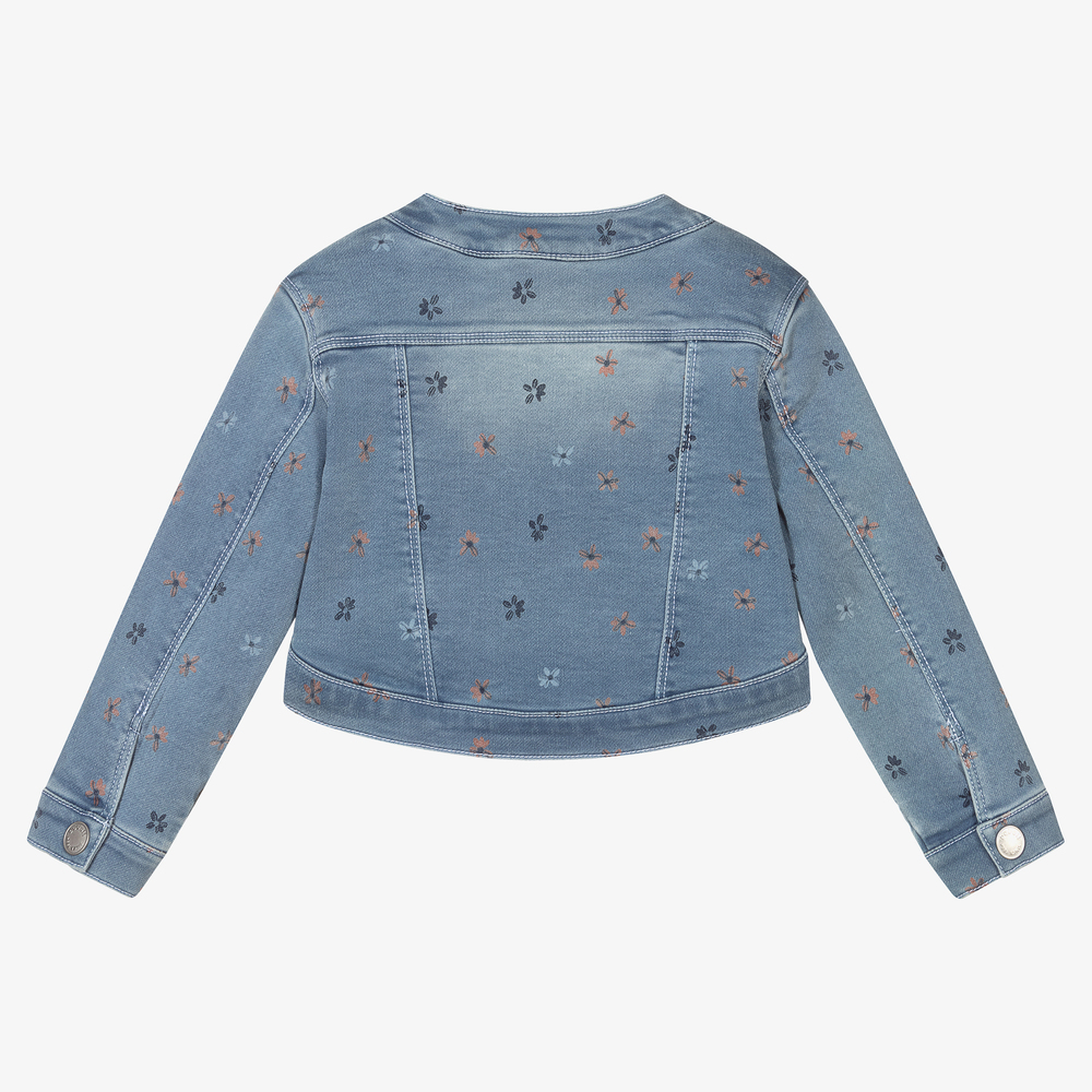 Boboli-Голубая джинсовая куртка с цветами для девочек | Childrensalon Outlet