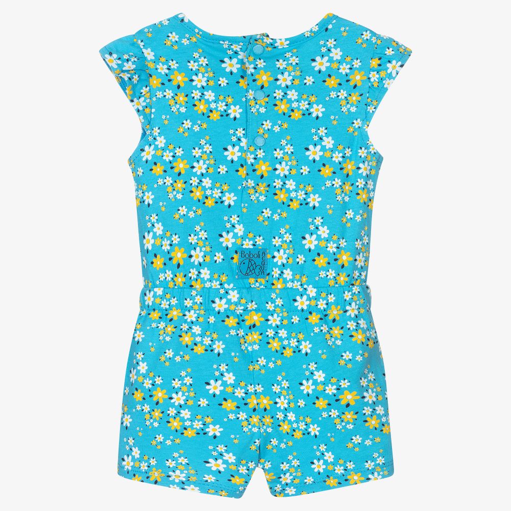 Boboli-Girls Blue Floral Playsuit | Childrensalon Outlet
