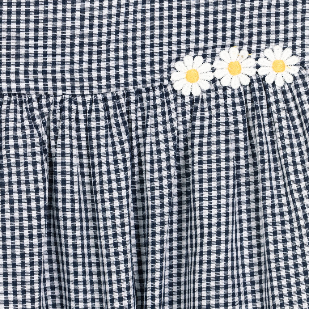 Boboli-Girls Blue Gingham Cotton Dress | Childrensalon Outlet