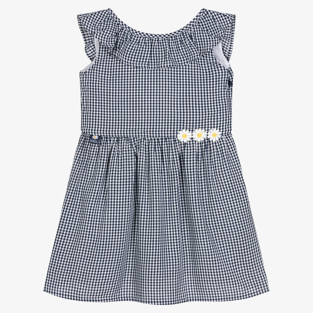 Boboli - Blaues Vichykaro-Baumwollkleid (M) | Childrensalon