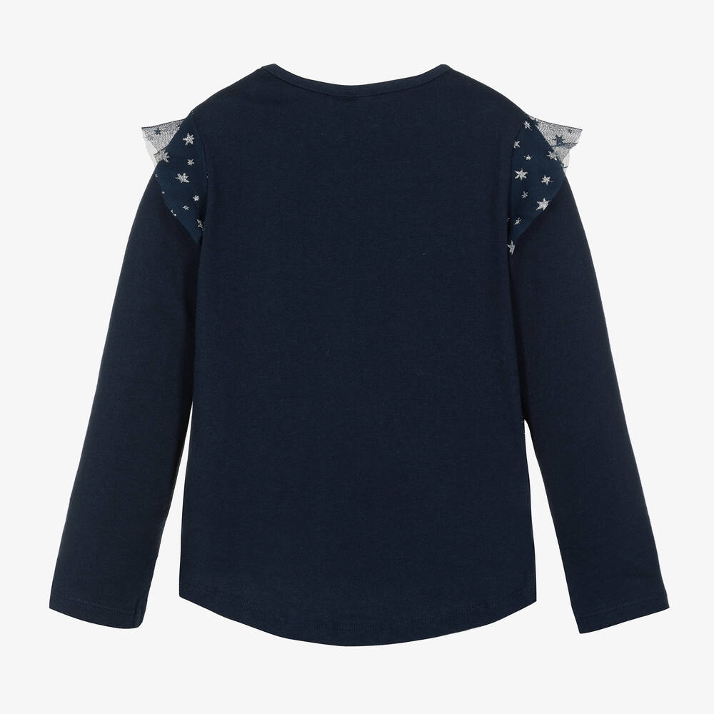Boboli-Girls Blue Glow-in-the-Dark Cotton Top | Childrensalon Outlet