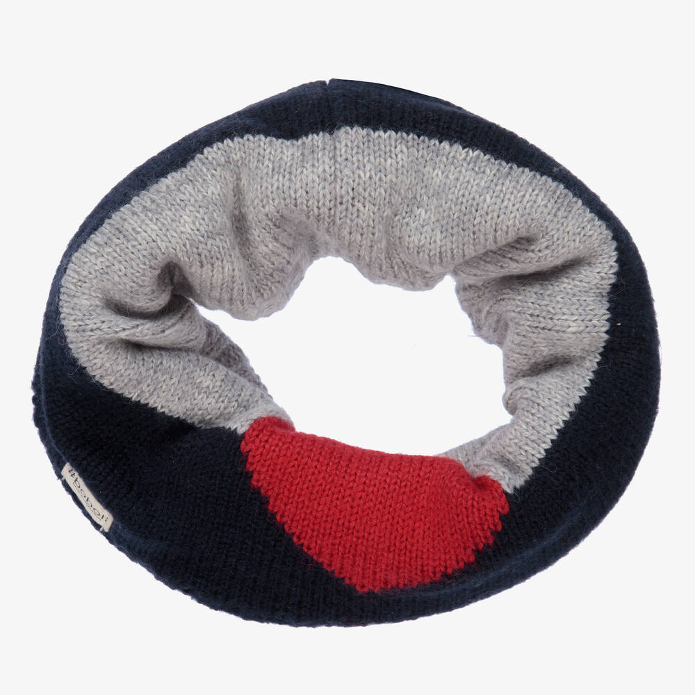 Boboli - Girls Blue & Grey Heart Snood | Childrensalon