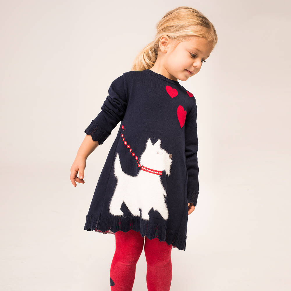 Boboli-Girls Blue Knitted Dress Set | Childrensalon Outlet