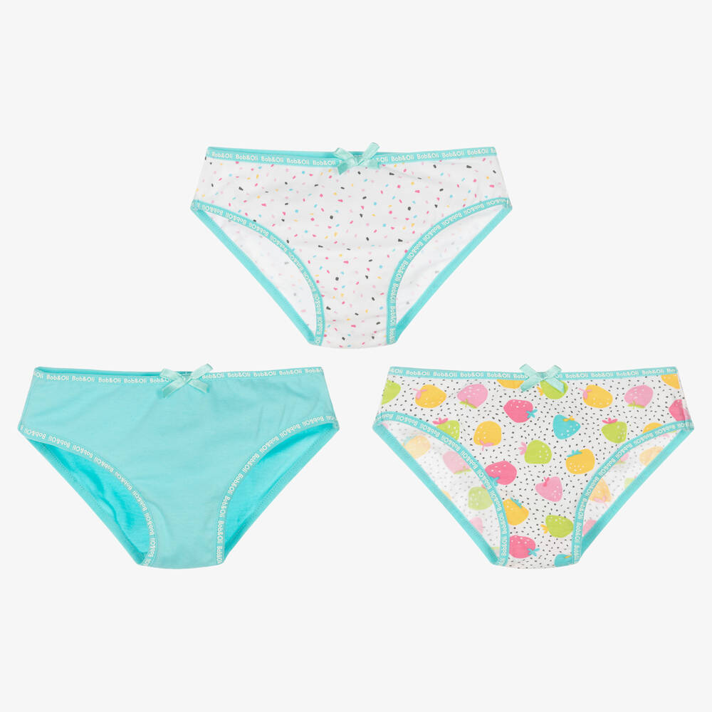 Boboli - Girls Blue & White Knickers (3 Pack) | Childrensalon