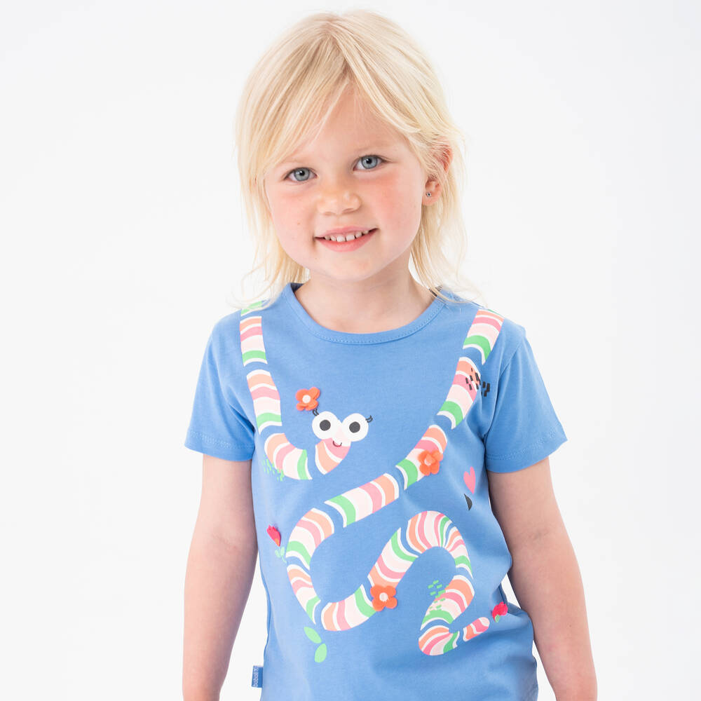 Boboli-Girls Blue & White Worm Shorts Set | Childrensalon Outlet