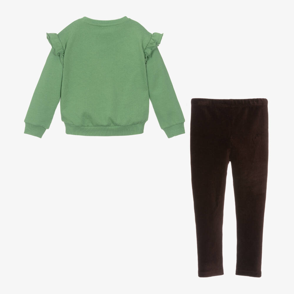 Boboli-Girls Brown Corduroy Legging Ensemble | Childrensalon Outlet