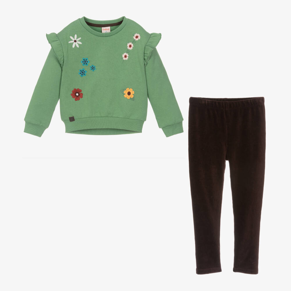 Boboli-Girls Brown Corduroy Legging Ensemble | Childrensalon Outlet