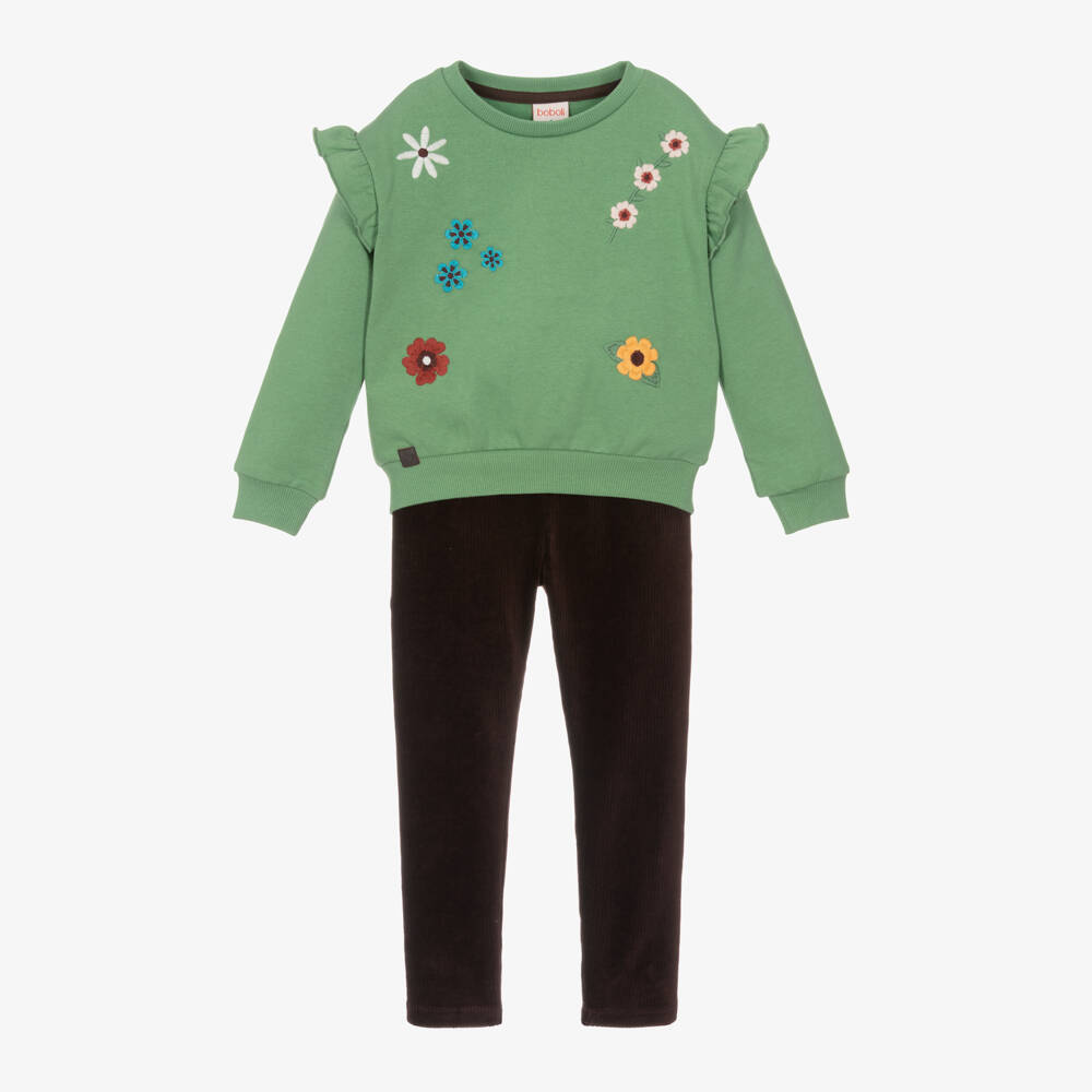 Boboli-Girls Brown Corduroy Legging Ensemble | Childrensalon Outlet