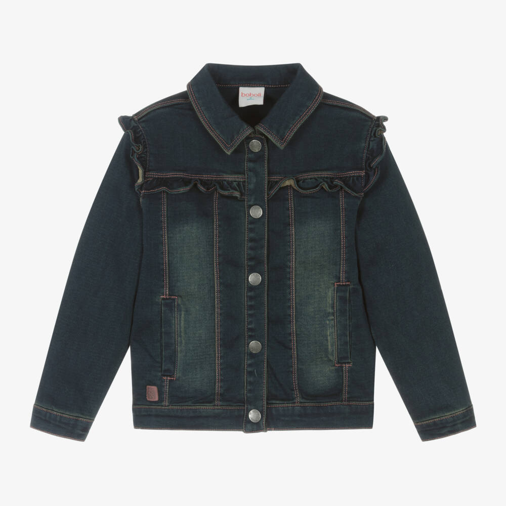 Boboli-Girls Classic Indigo Denim Jacket | Childrensalon Outlet