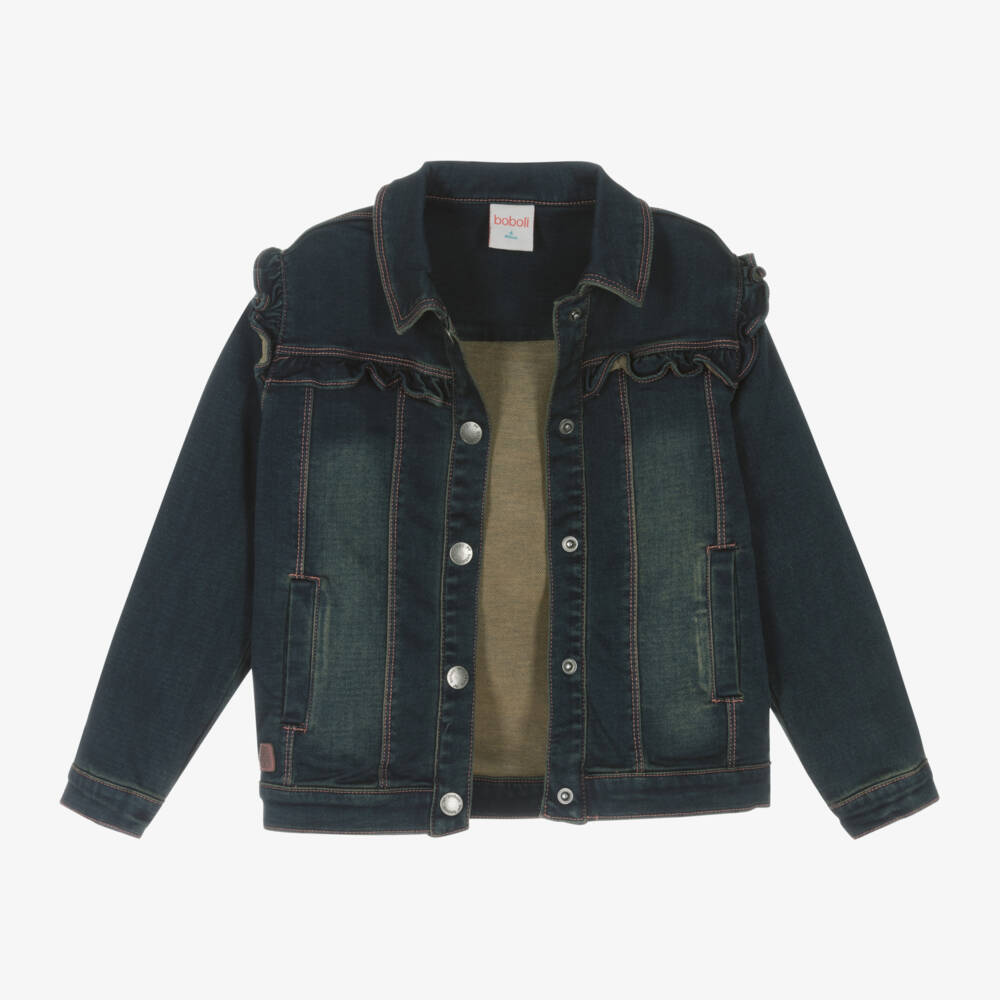 Boboli-Girls Classic Indigo Denim Jacket | Childrensalon Outlet