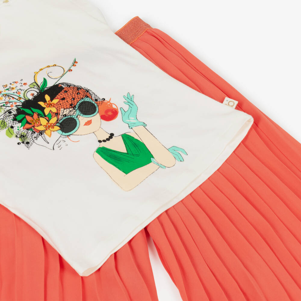 Boboli-Коралловый комплект из крепа для девочек | Childrensalon Outlet