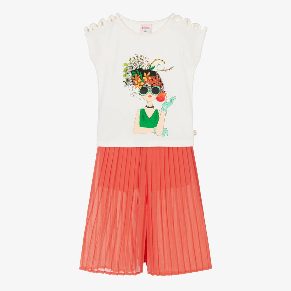 Boboli-طقم كريب مرجاني للبنات | Childrensalon Outlet