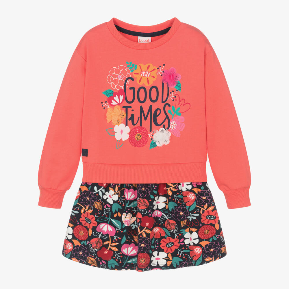 Boboli-فستان قطن جيرسي لون زهري | Childrensalon Outlet