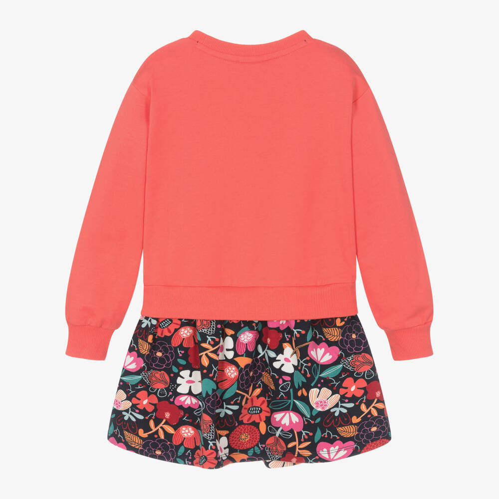 Boboli-Girls Coral Floral Jersey Dress | Childrensalon Outlet