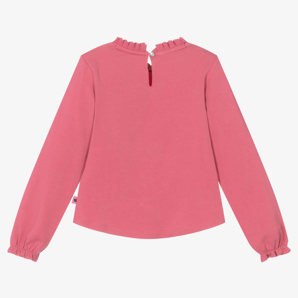 Boboli-Girls Coral Pink Cotton Top | Childrensalon Outlet