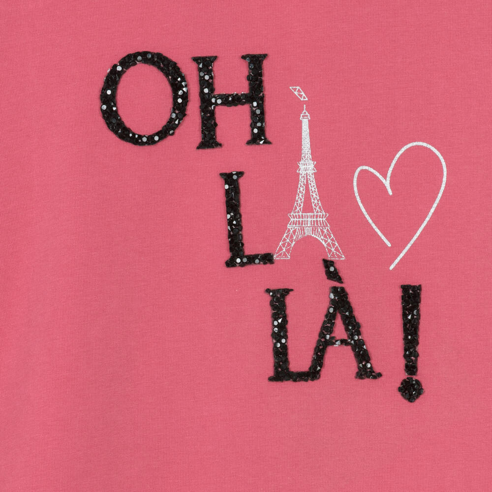 Boboli-Girls Coral Pink Cotton Top | Childrensalon Outlet