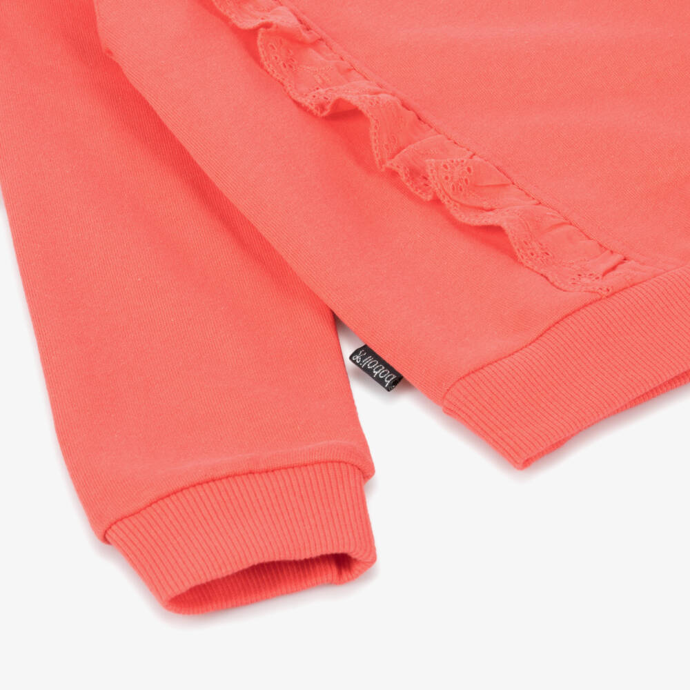 Boboli-Girls Coral Ruffle Sweatshirt | Childrensalon Outlet