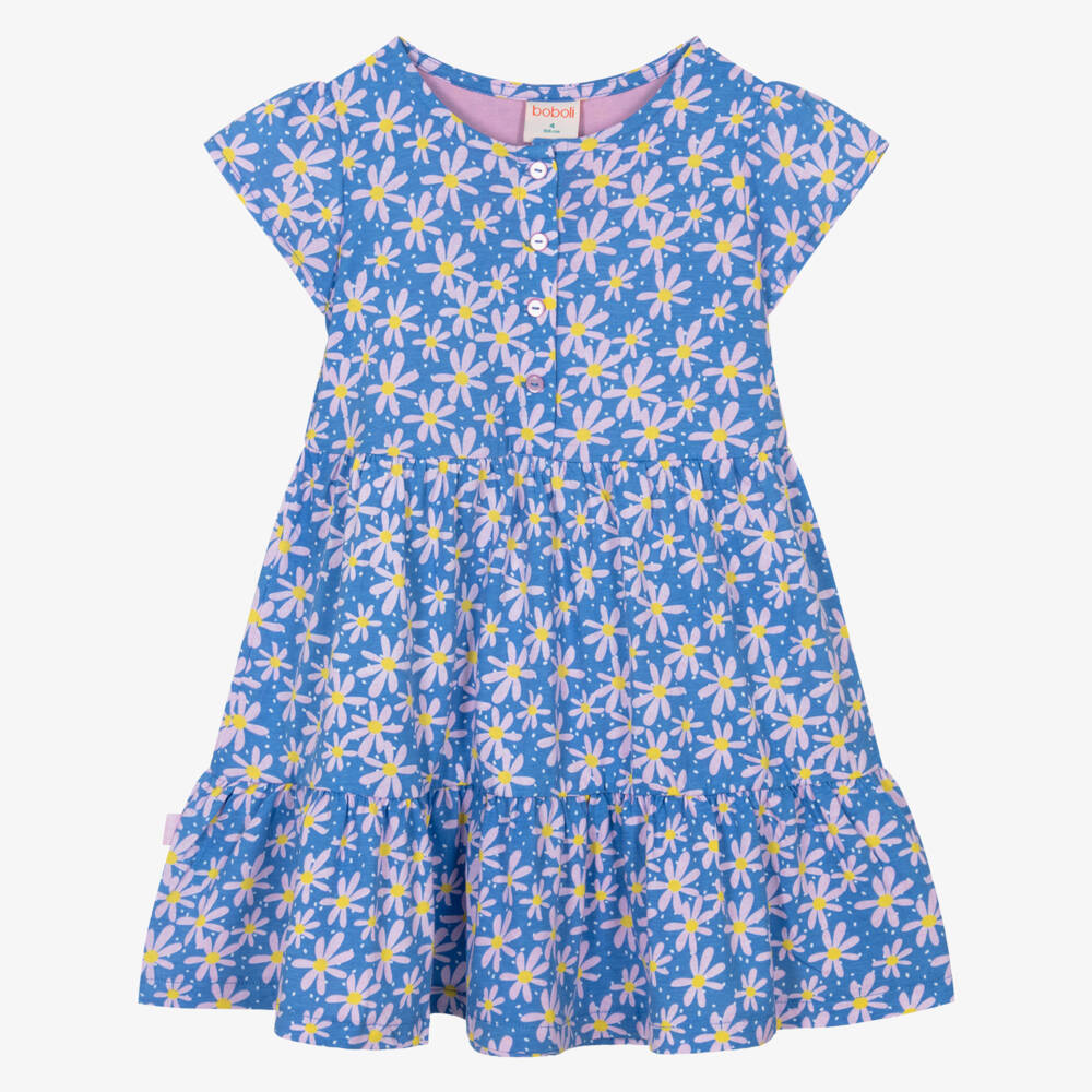 Boboli-فستان قطني بنمط A-Line مزين بالورود للبنات | Childrensalon Outlet