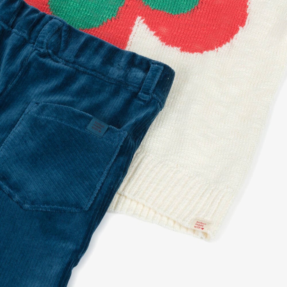 Boboli-Girls Cream and Blue Outfit Set | Childrensalon Outlet