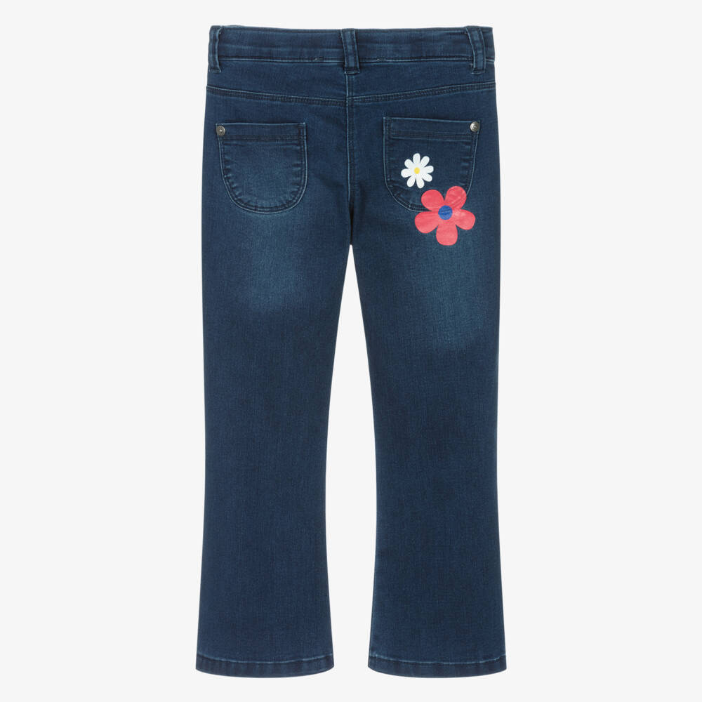 Boboli-Girls Denim Blooms Trousers | Childrensalon Outlet