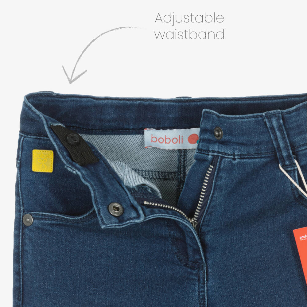 Boboli-Girls Denim Blooms Trousers | Childrensalon Outlet