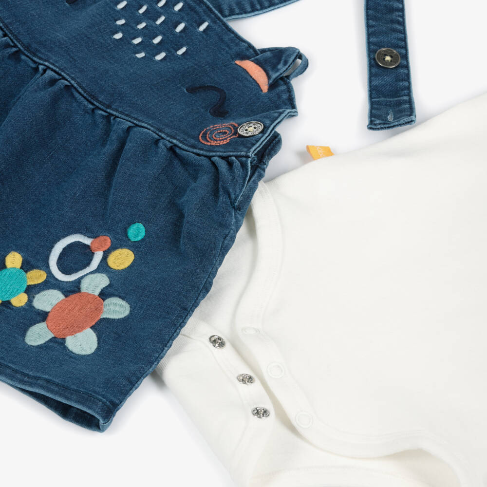 Boboli-Girls Denim Pinafore Ensemble | Childrensalon Outlet