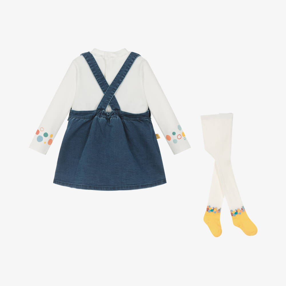 Boboli-Girls Denim Pinafore Ensemble | Childrensalon Outlet