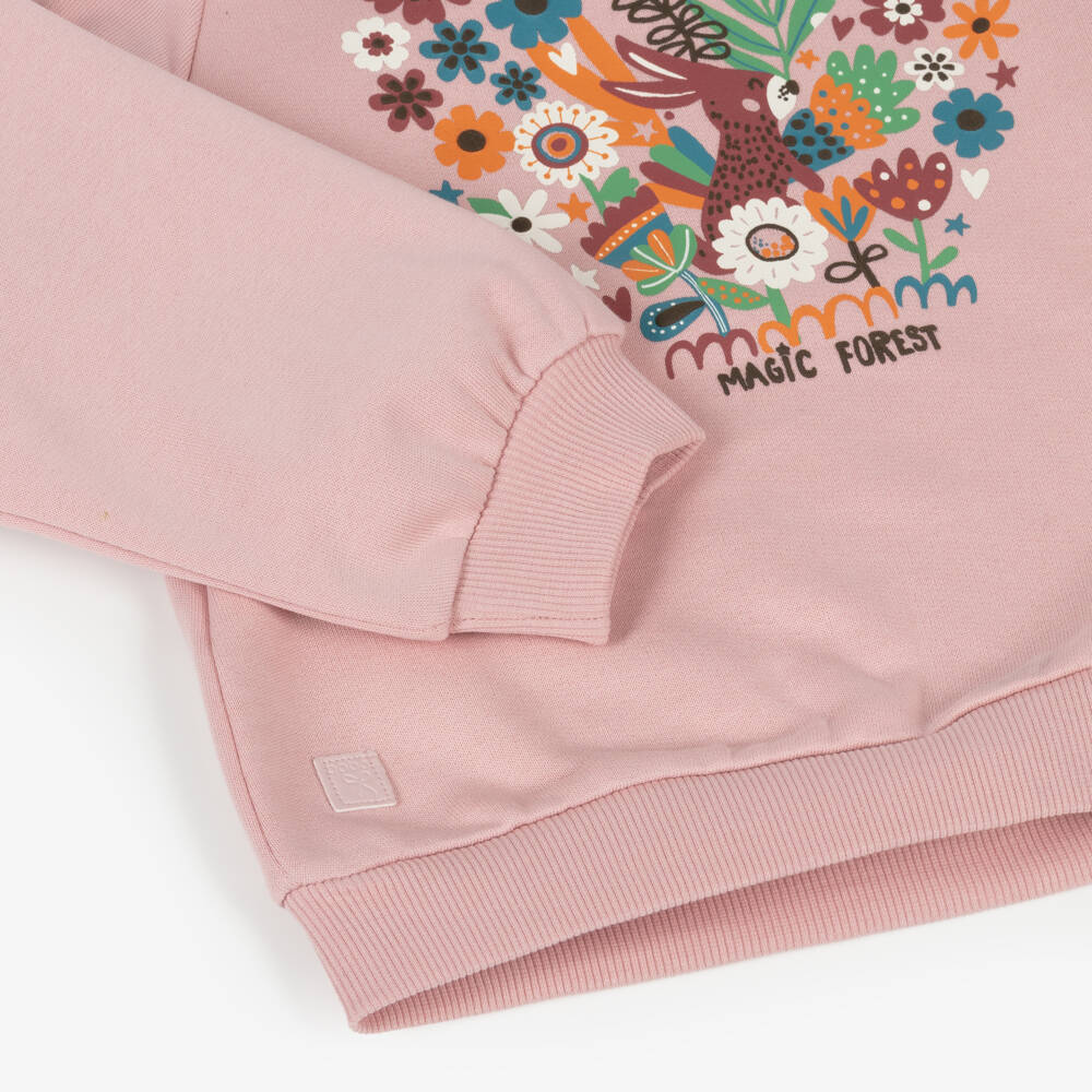 Boboli-سويتشيرت بياقة قطن لون زهري للبنات | Childrensalon Outlet