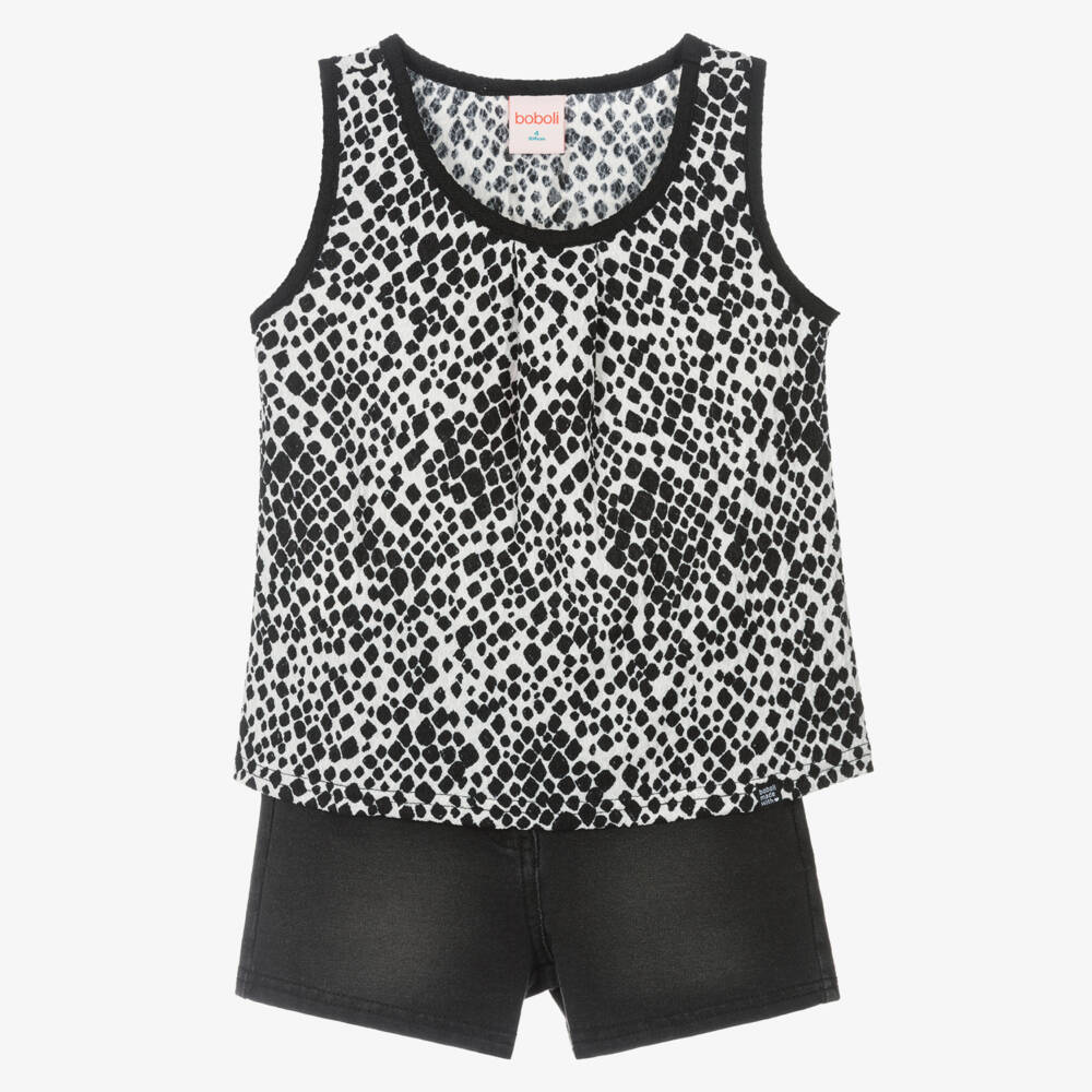 Boboli-Girls Elegant Black Shorts Ensemble | Childrensalon Outlet