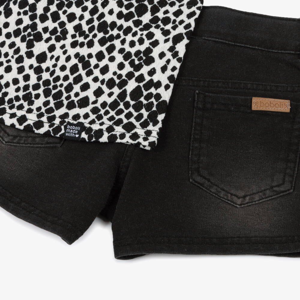 Boboli-Girls Elegant Black Shorts Ensemble | Childrensalon Outlet