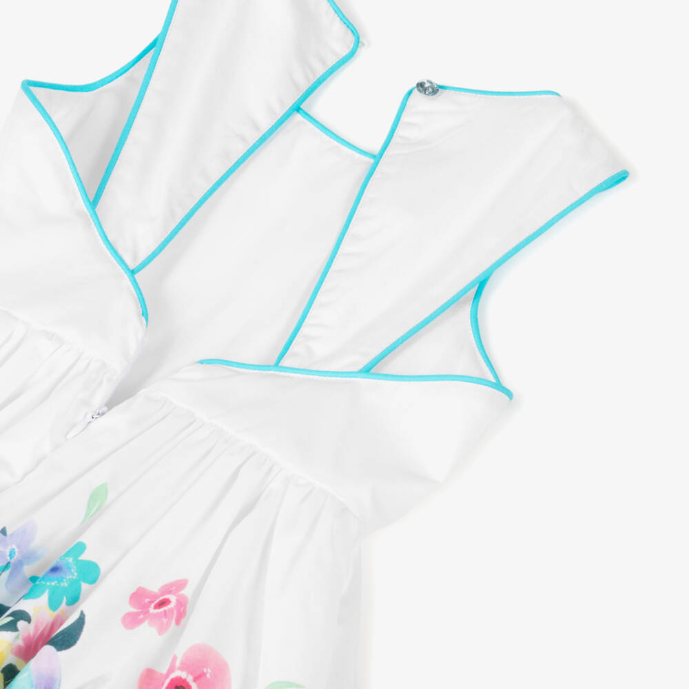 Boboli-فستان أبيض أنيق مزين بالزهور للبنات | Childrensalon Outlet