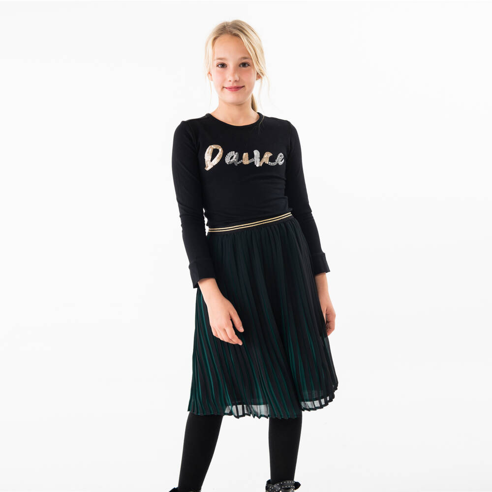 Boboli-Girls Emerald Pleated Chiffon Skirt | Childrensalon Outlet