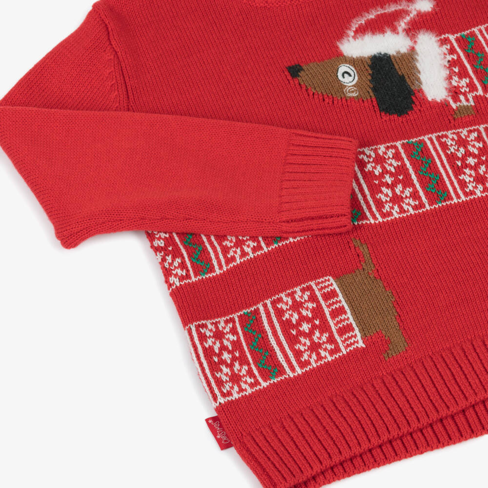 Boboli-Girls Festive Red Dog Jumper | Childrensalon Outlet