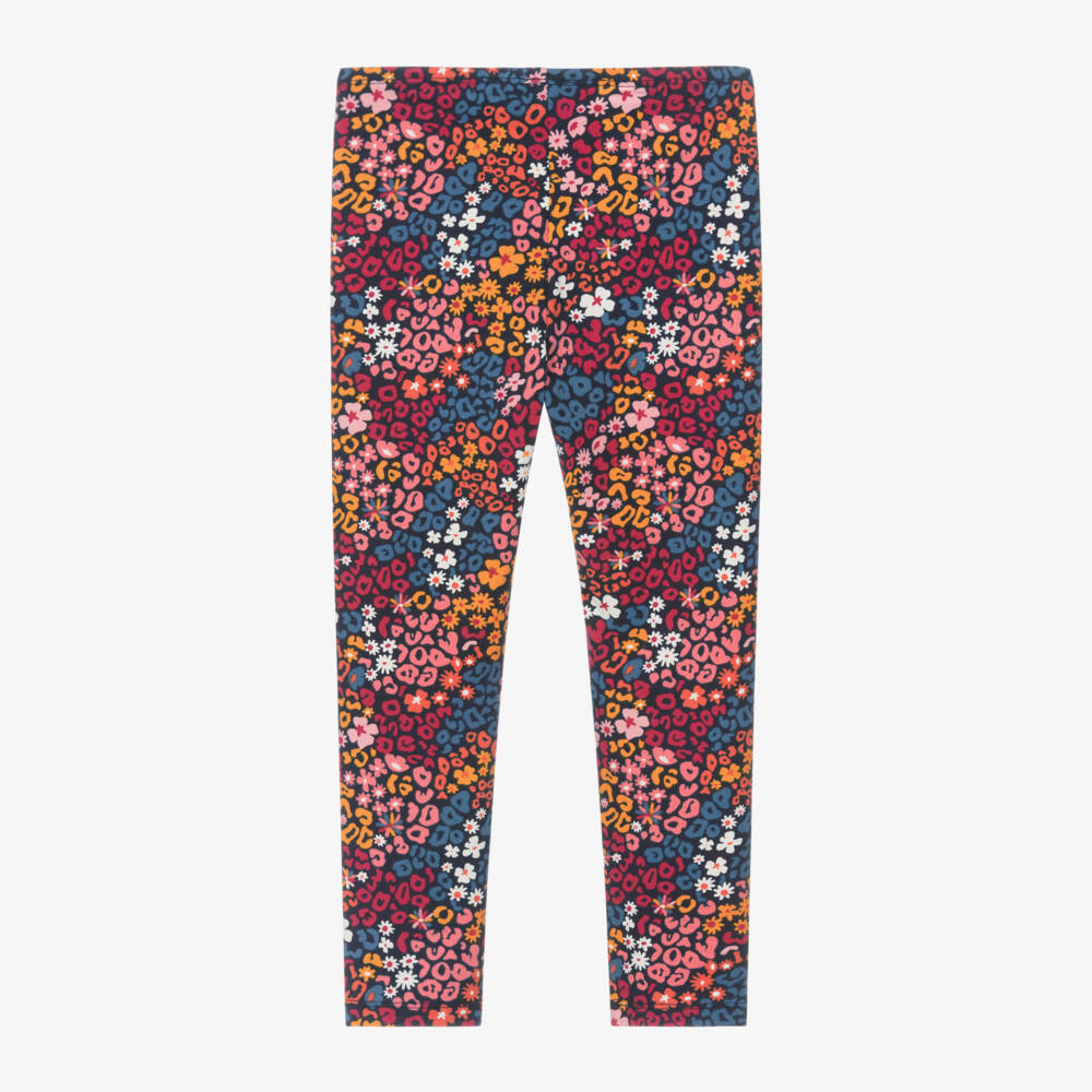 Boboli-Girls Floral Patterned Blue Leggings | Childrensalon Outlet