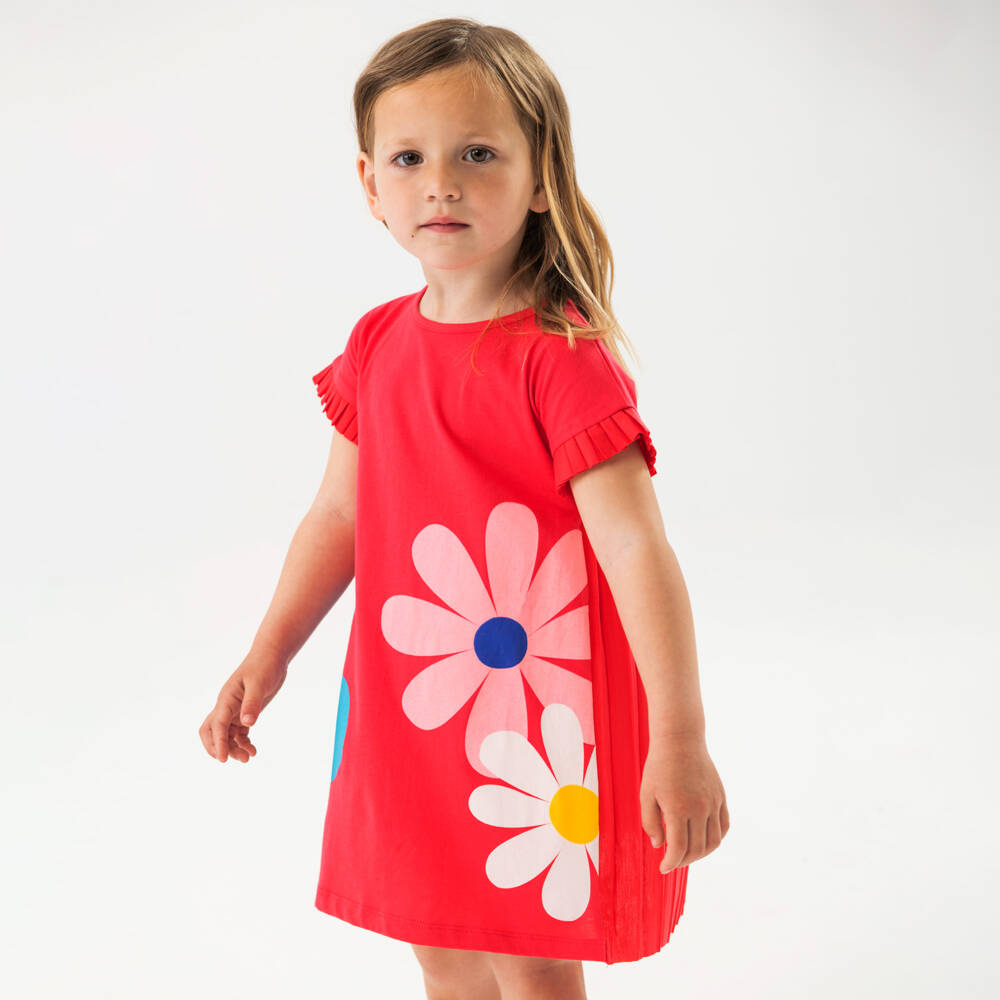 Boboli-فستان قطني وردي مزهر للبنات | Childrensalon Outlet