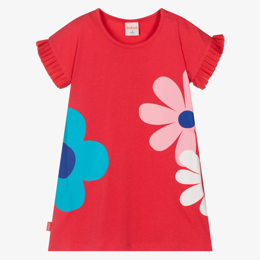 Boboli-Платье из розового хлопка с цветочным узором для девочек | Childrensalon Outlet