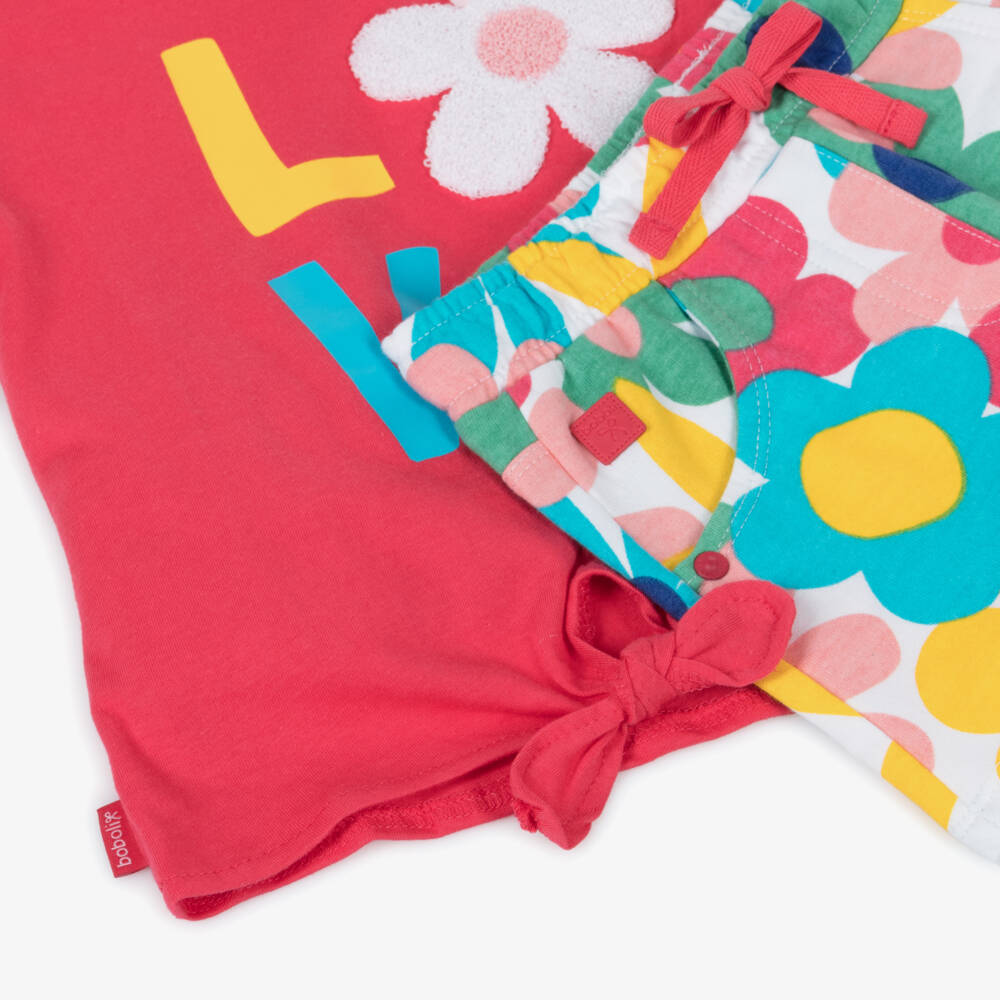 Boboli-Наряд из розового хлопка с цветочным узором для девочек | Childrensalon Outlet