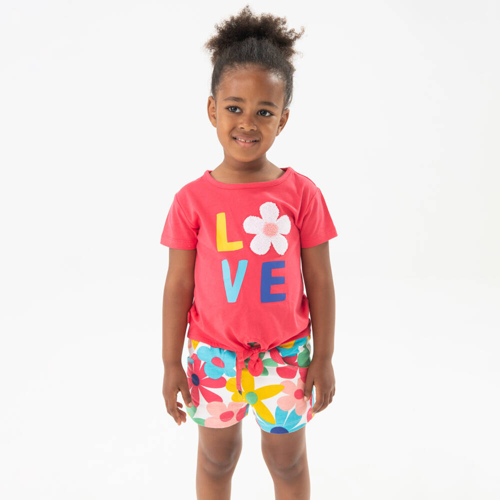 Boboli-Наряд из розового хлопка с цветочным узором для девочек | Childrensalon Outlet