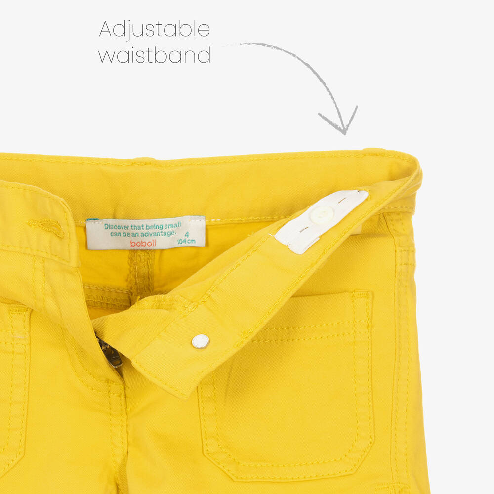 Boboli-طقم شورت فيسكوز لون أصفر موتارد وطبعة ورود | Childrensalon Outlet