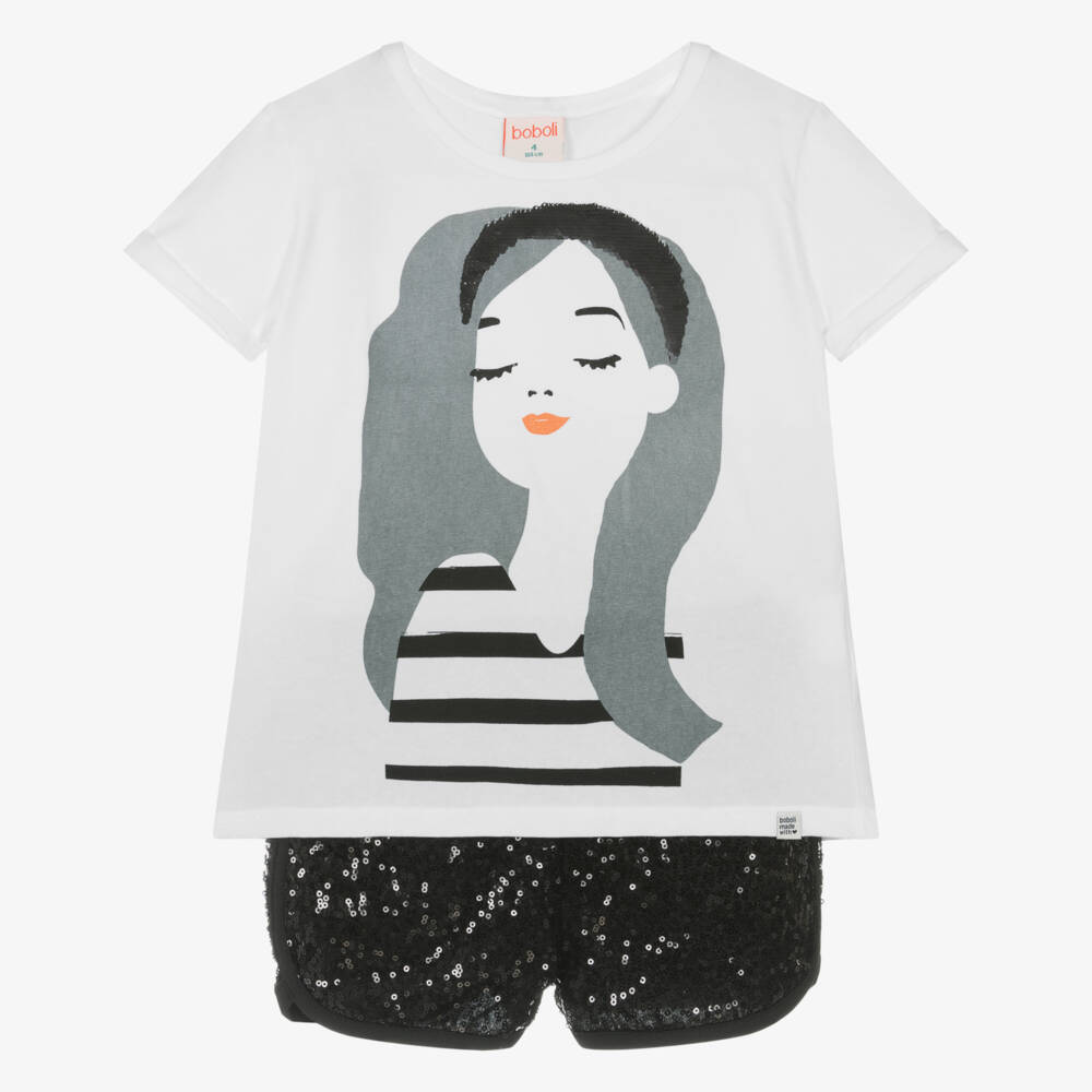 Boboli-Girls Glittering Ebony Ensemble | Childrensalon Outlet